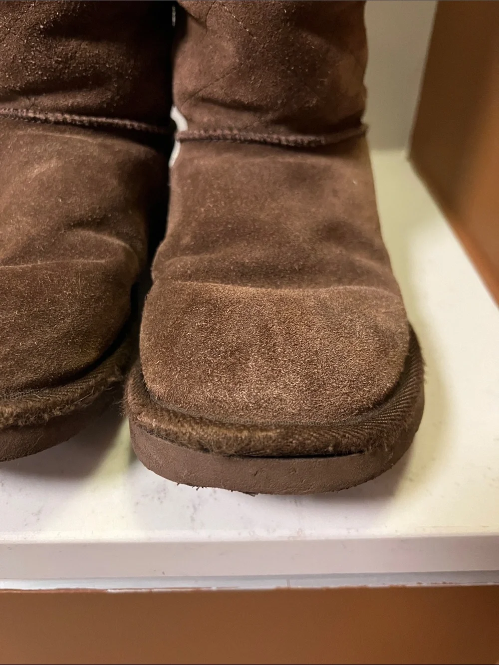 UGG Brown Suede Shearling-Lined Tall Boots with quilted stitching Size 6 Women's